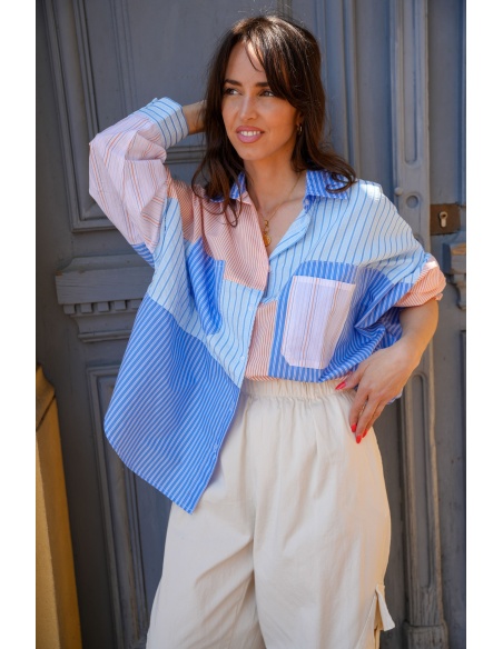 Chemisier Rayé Bleu Orange GABY