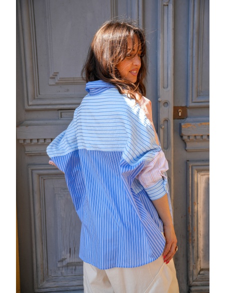 Chemisier Rayé Bleu Orange GABY
