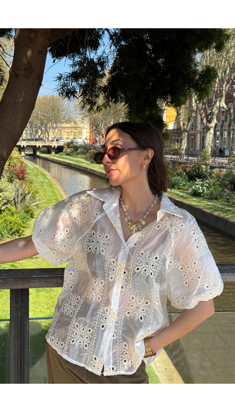 White Embroidered Blouse KENZY