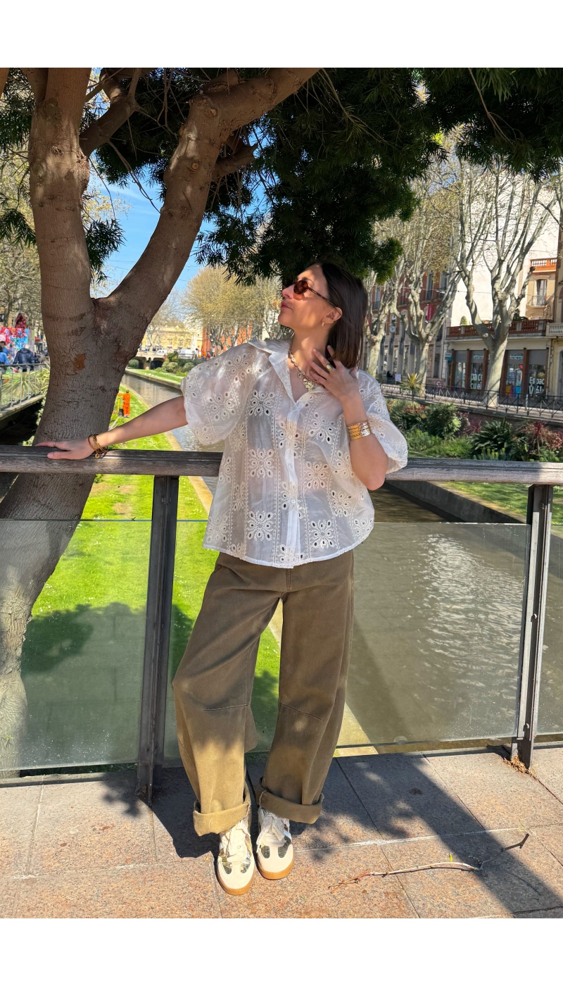 White Embroidered Blouse KENZY