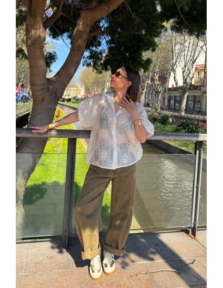 Camicetta bianca ricamata KENZY