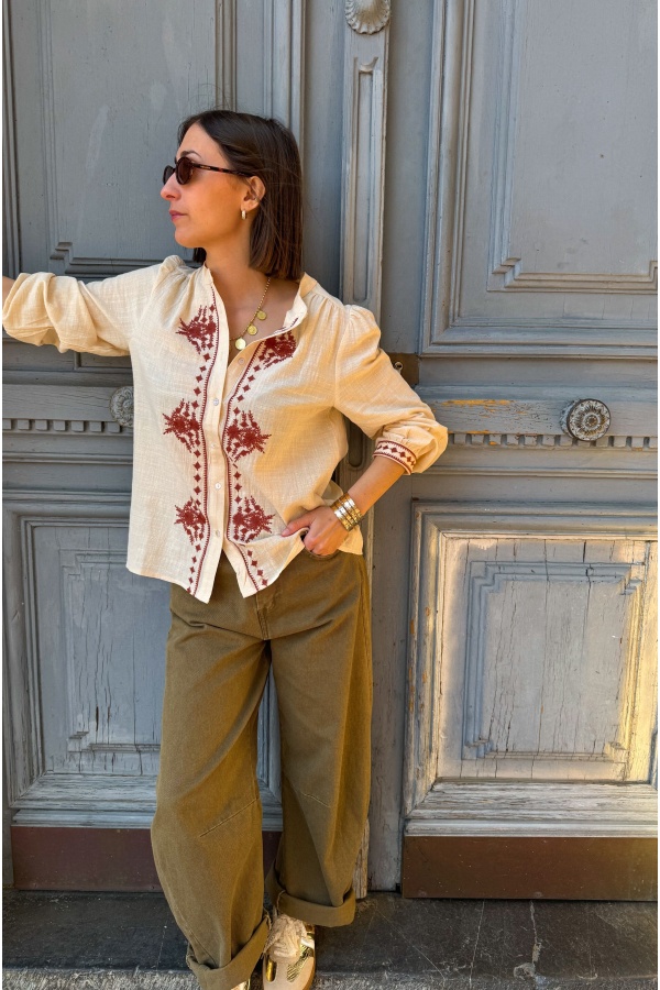 Blusa OMY Flores Ladrillo