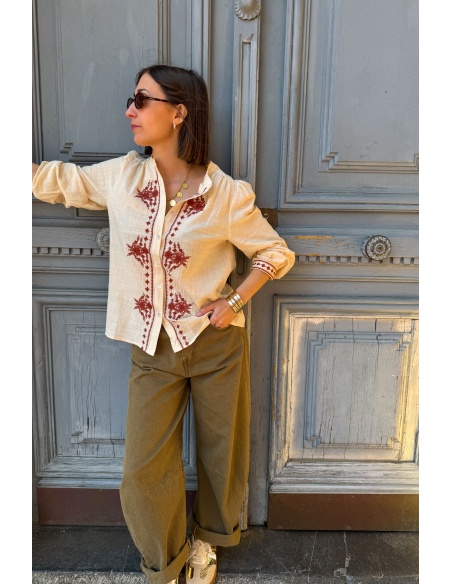 Blusa OMY Flores Ladrillo