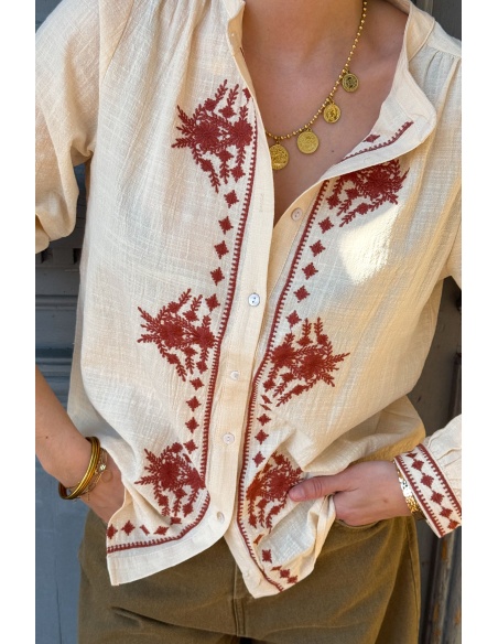 Blusa OMY Flores Ladrillo