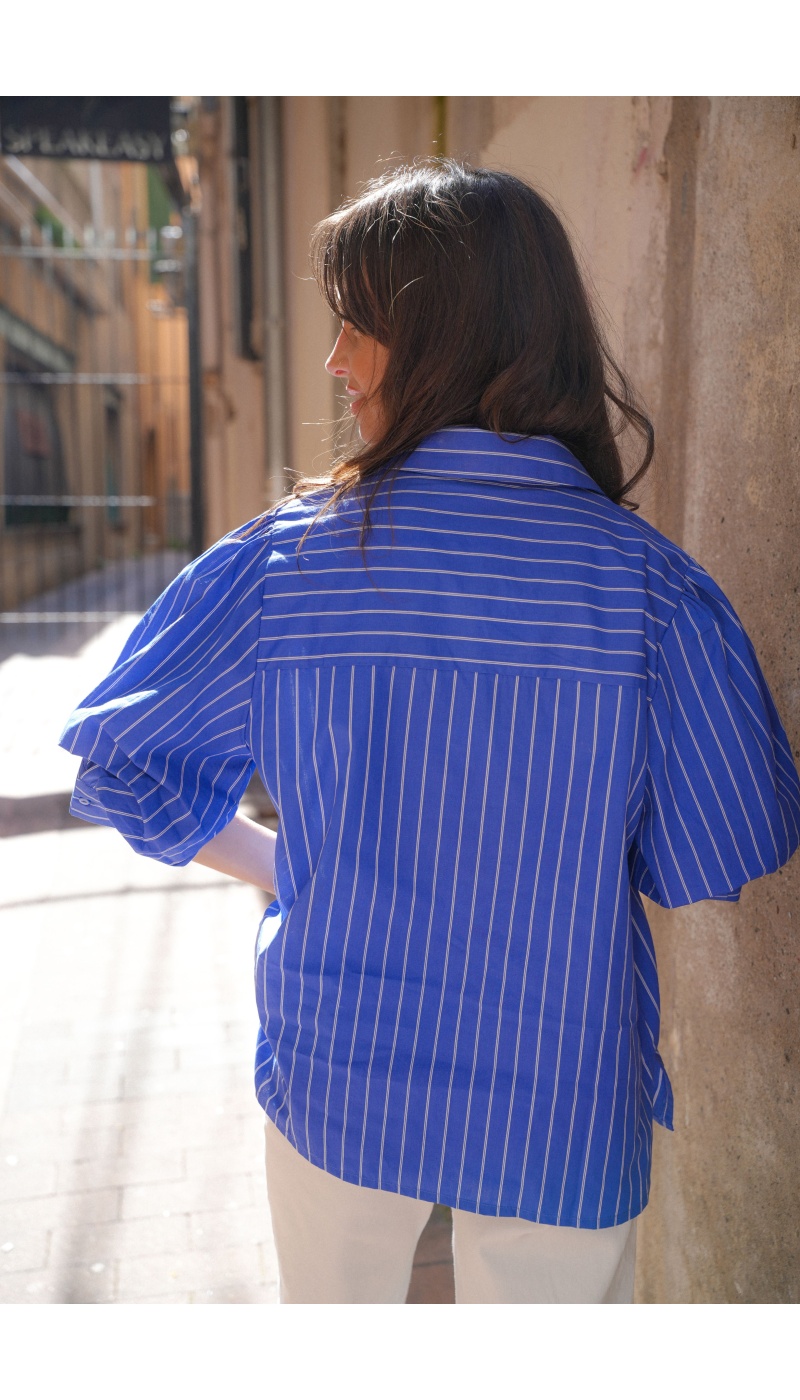 MARINA Blau gestreifte Bluse