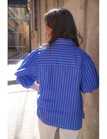 MARINA Blue Striped Blouse