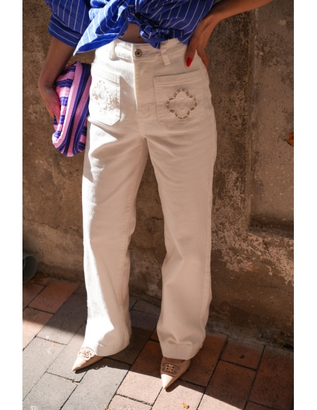 Pantalón Blanco Bordado MANDY