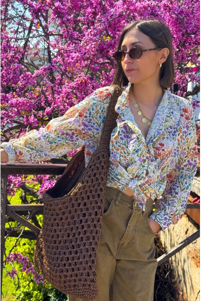 johanna toutoun FLEURS BLANC BLOUSE