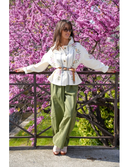 Pantaloni larghi color kaki Johanna WIK