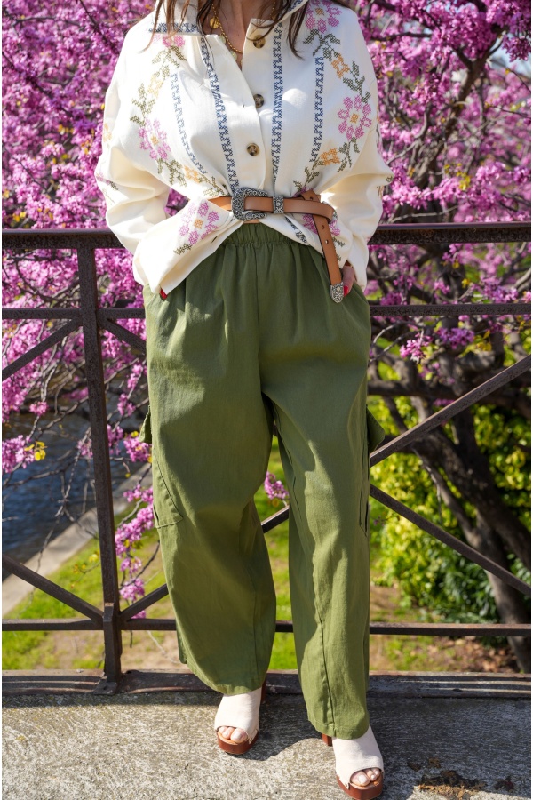 Pantaloni larghi color kaki Johanna WIK 2