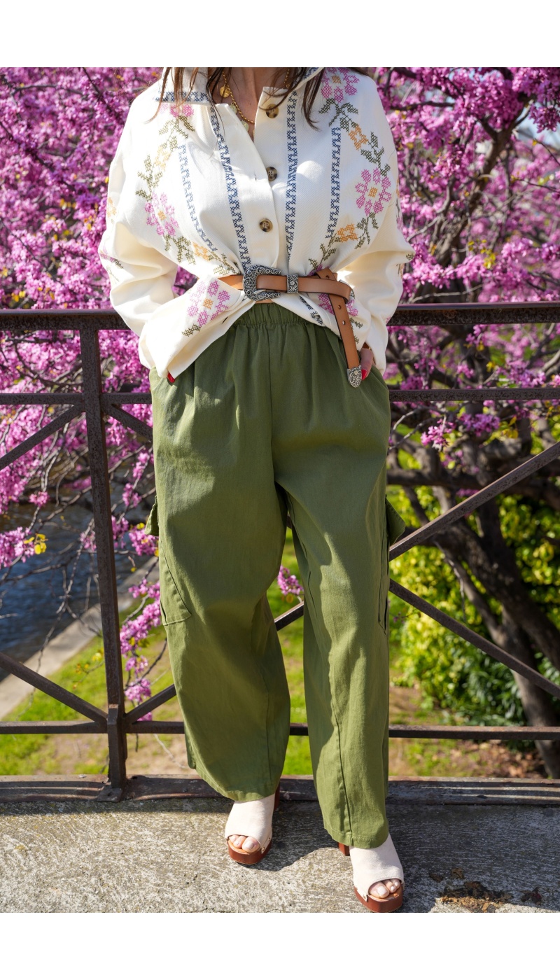 Pantalón Ancho Caqui Johanna WIK