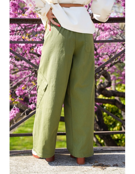 Pantaloni larghi color kaki Johanna WIK