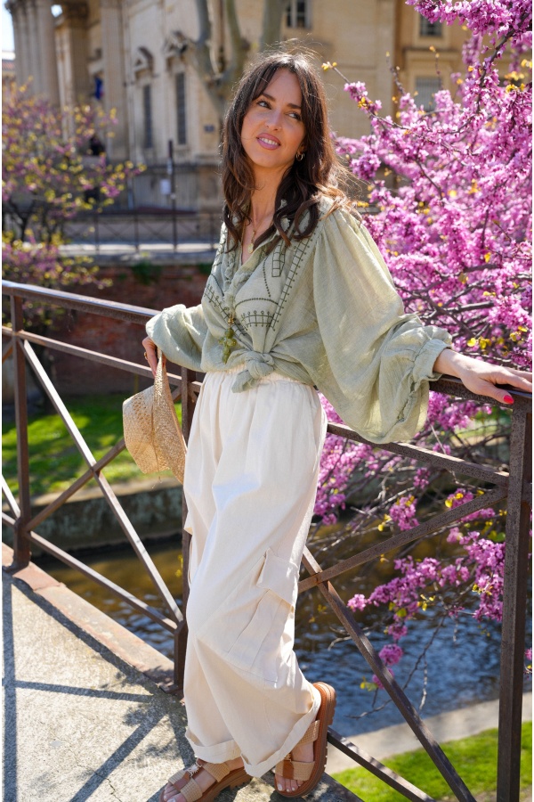 Wide Ecru Trousers Johanna WIK