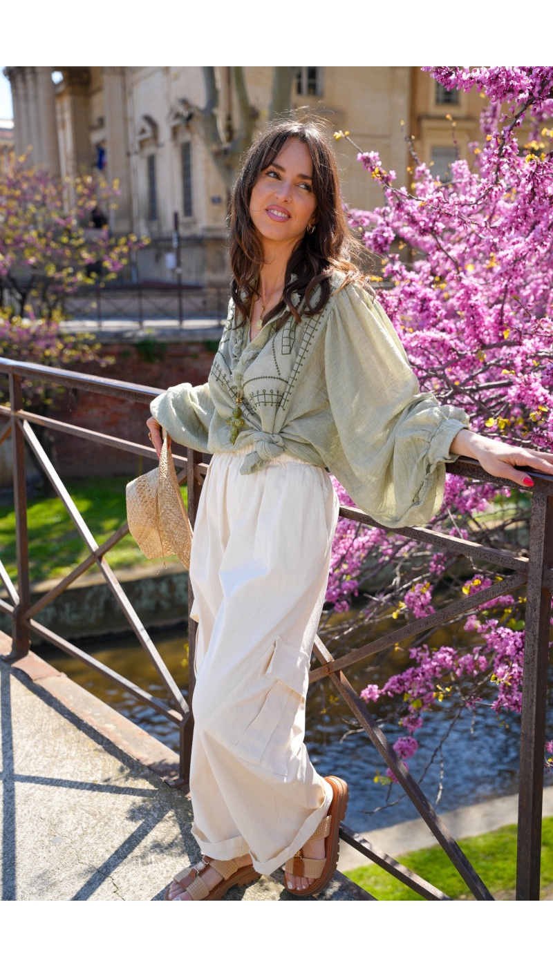 Wide Ecru Trousers Johanna WIK