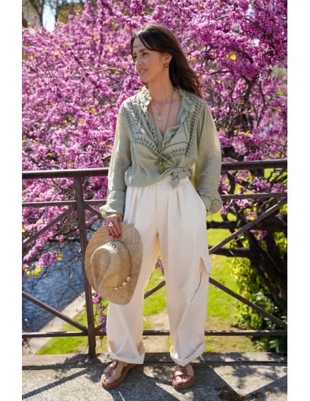 Wide Ecru Trousers Johanna WIK