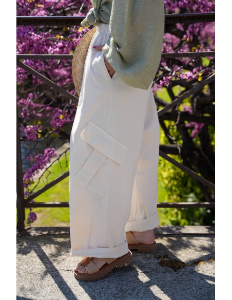 Pantalon Large Ecru Johanna WIK