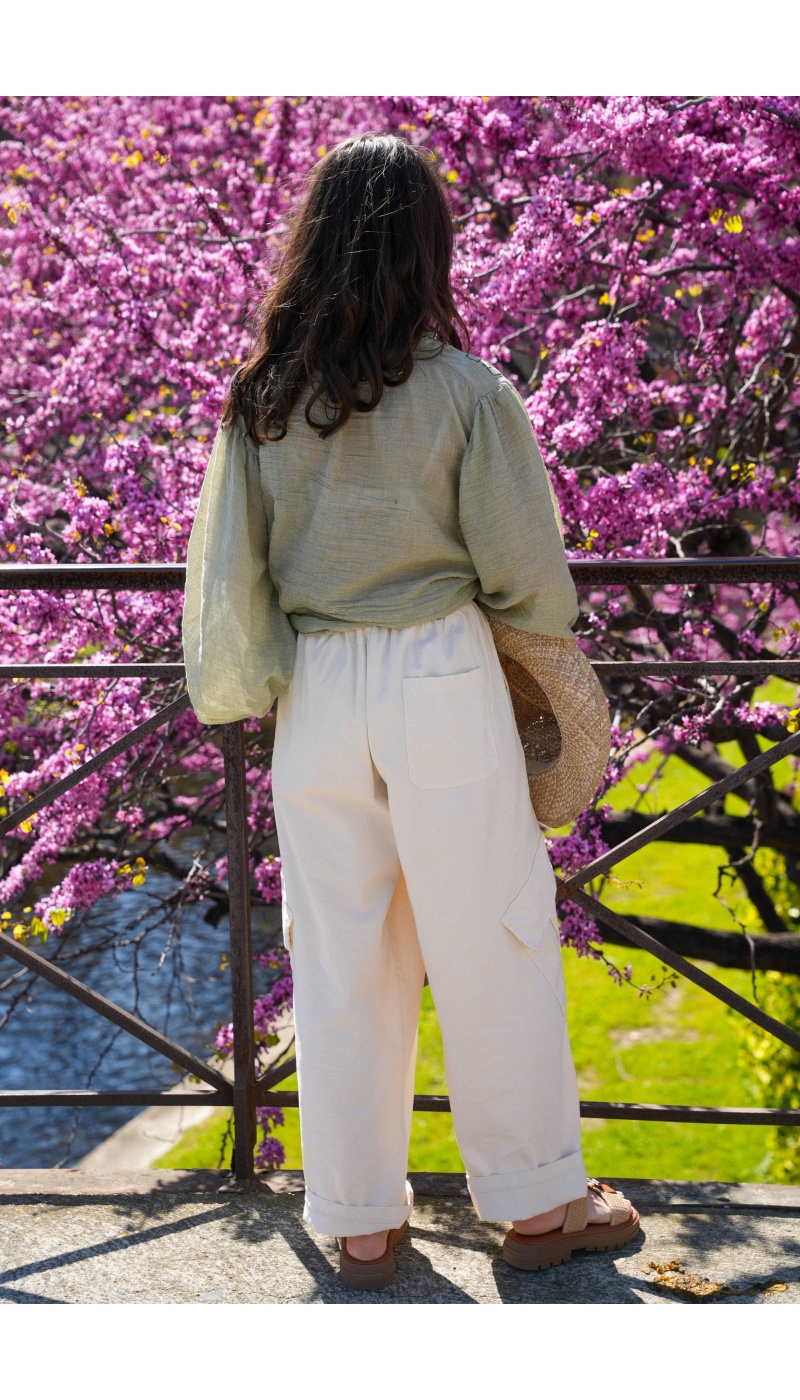 Wide Ecru Trousers Johanna WIK