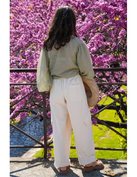 Pantaloni ampi Ecru Johanna WIK