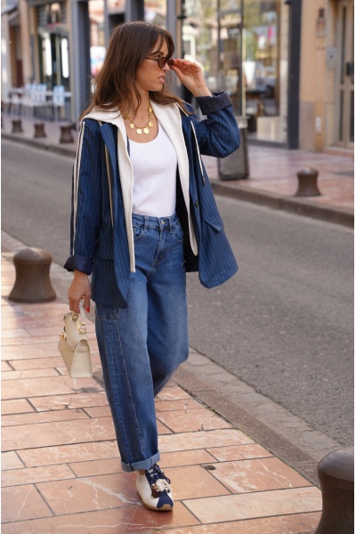 Veste Blazer Capuche Marine HOUSTON