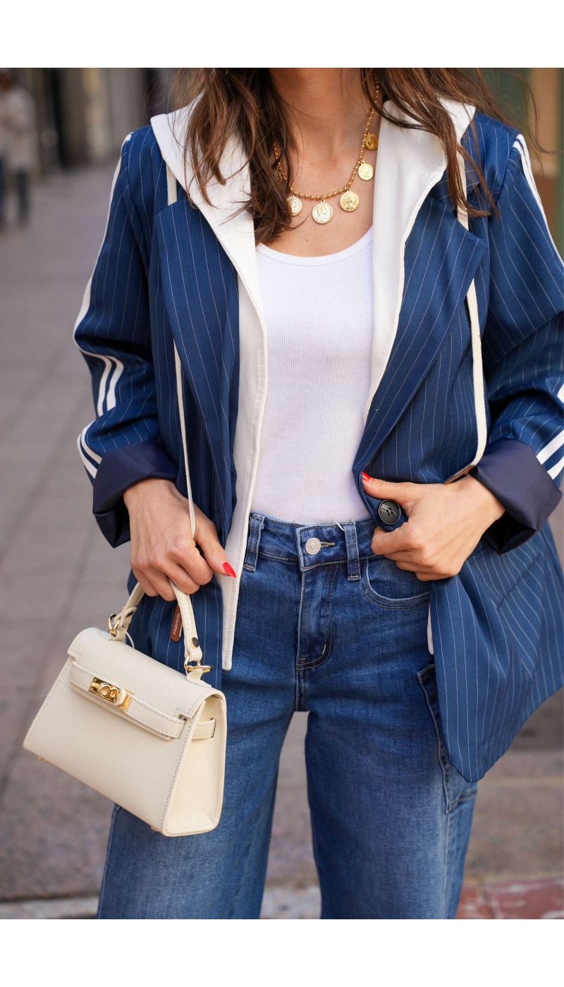 Veste Blazer Capuche Marine HOUSTON