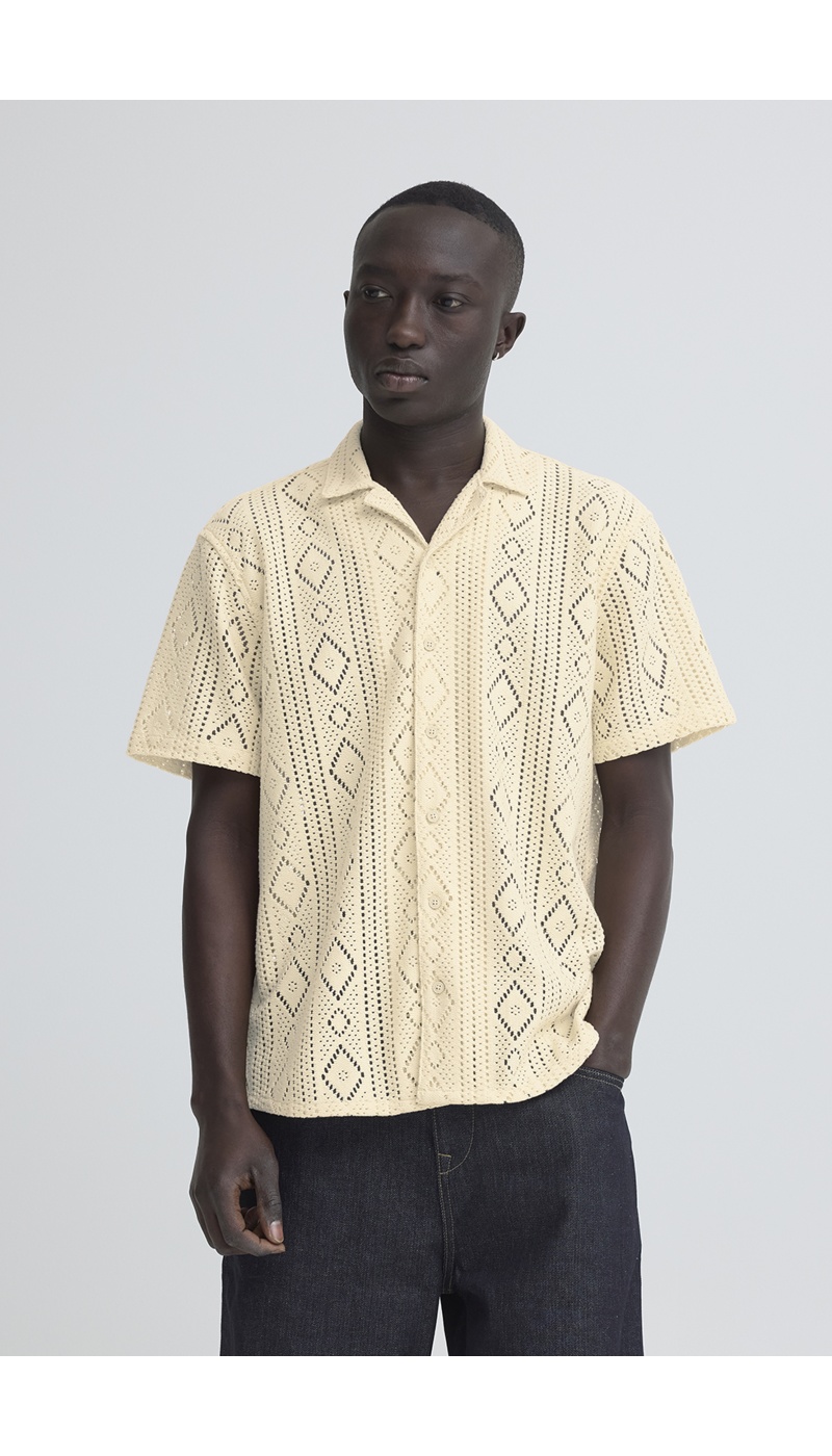 Camicia traforata écru BHAKON