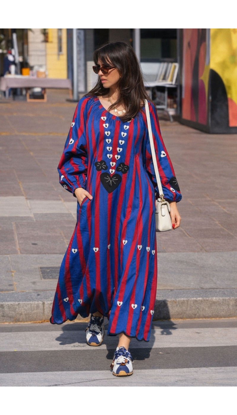 Robe Rayée Johanna NATHY - Élégance et Confort à Domicile