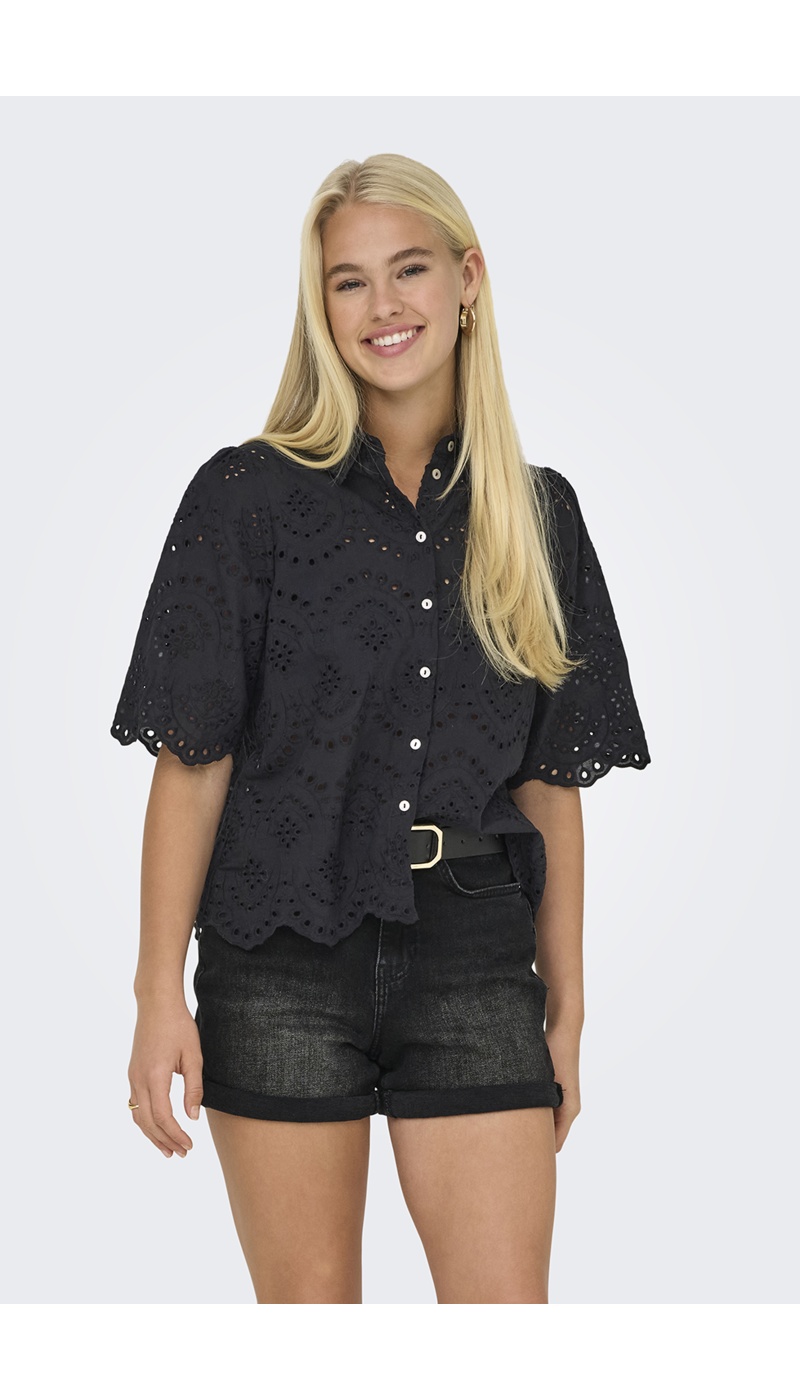 Black Embroidered Shirt ONLVALAIS