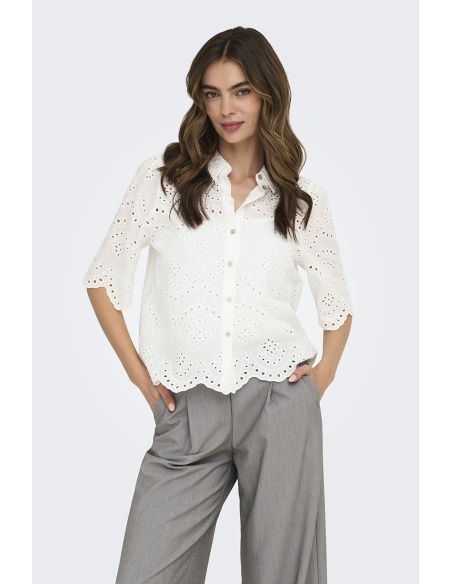 Camicia ricamata Cloud Dancer ONLVALAIS