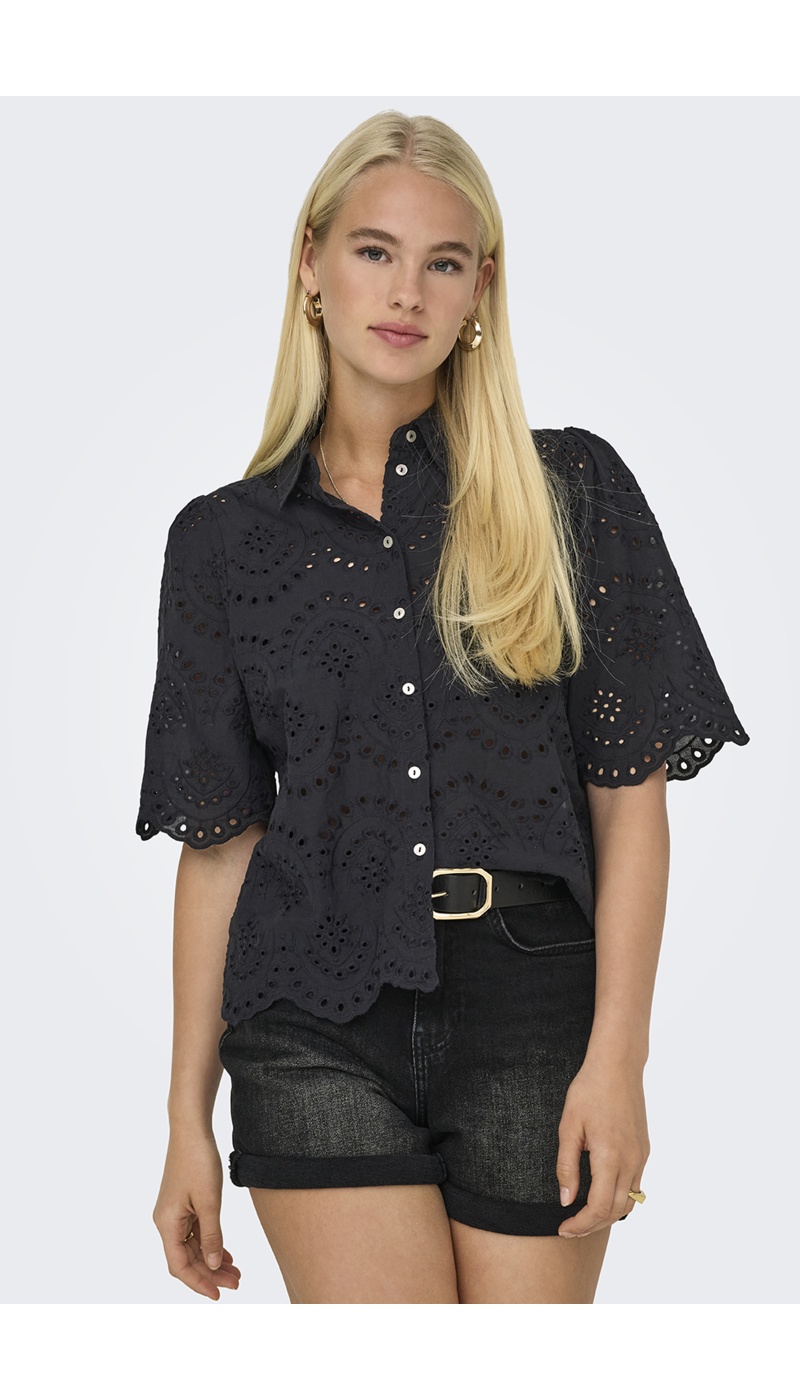 Black Embroidered Shirt ONLVALAIS