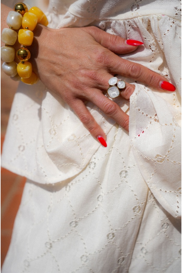 White Stone Ring JUNE