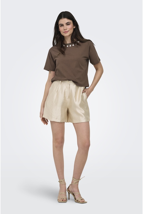 Shorts de satén color avena ONLGRACE