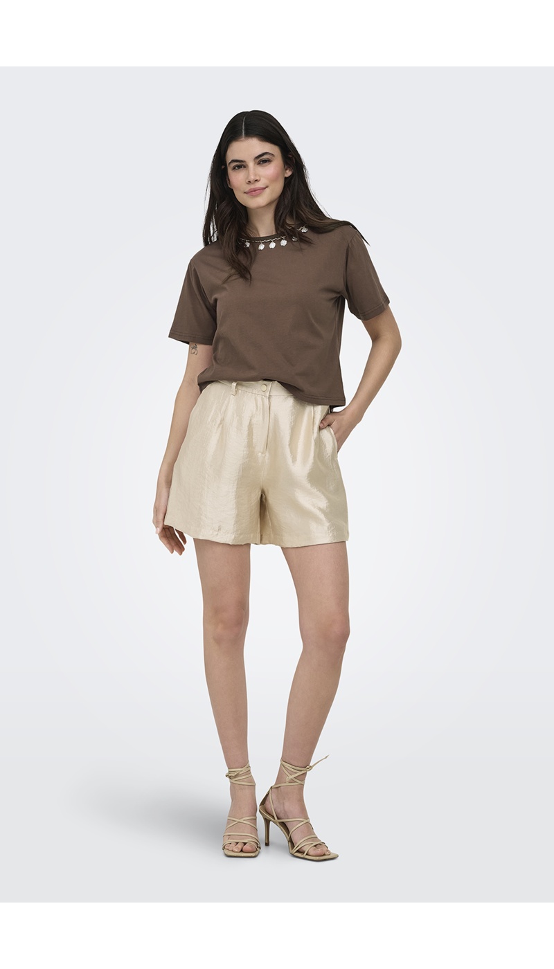 Haferflocken-Satin-Shorts ONLGRACE