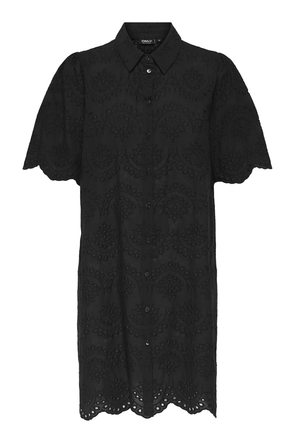 Schwarzes besticktes Kleid ONLVALAIS