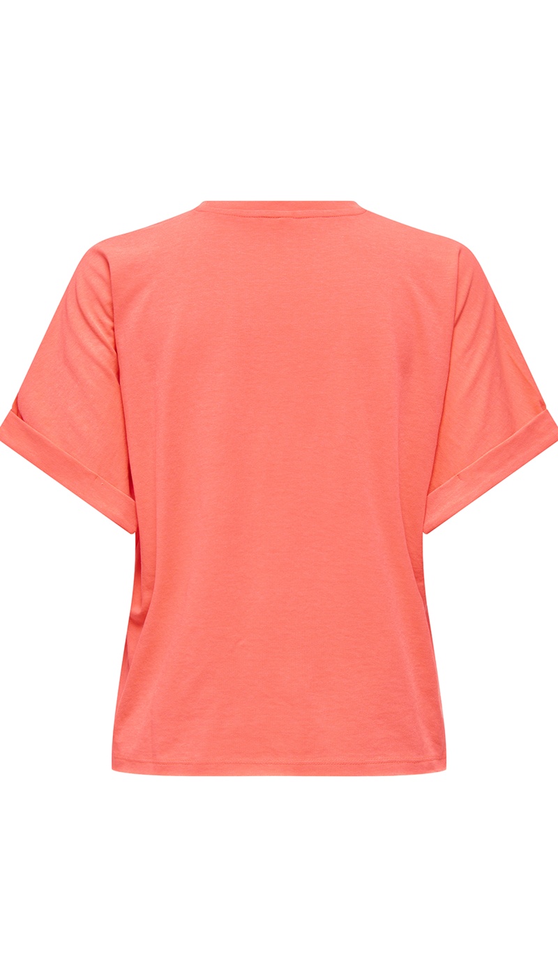 Feuriges Korallen-T-Shirt ONLMINNA
