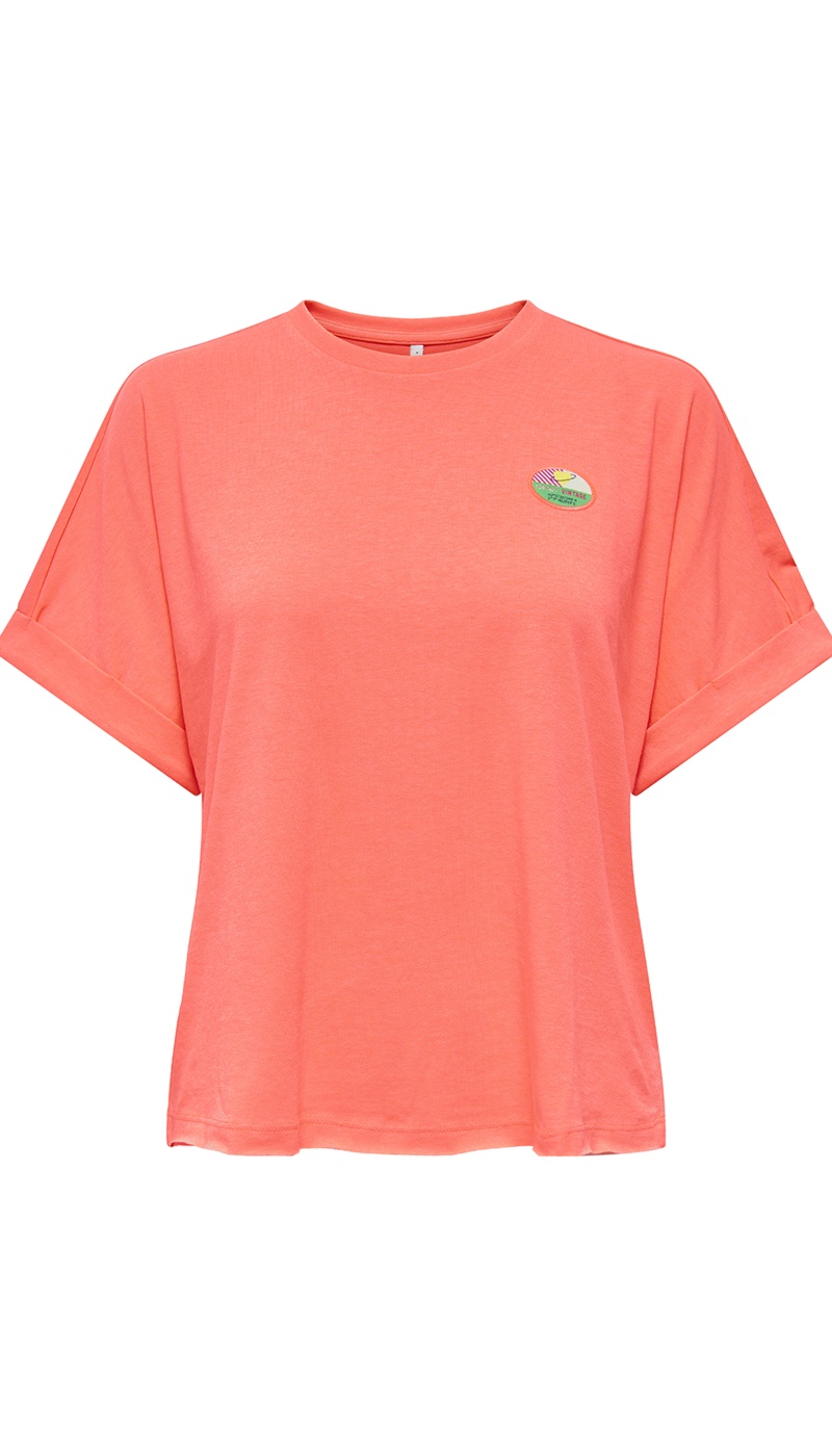 Feuriges Korallen-T-Shirt ONLMINNA
