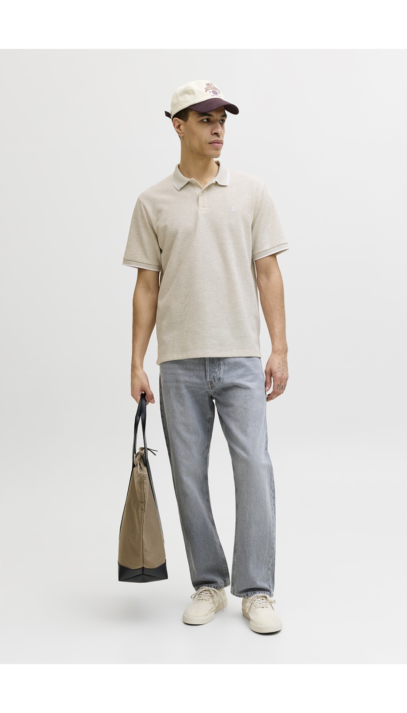 Poloshirt Antikweiß JJEAUSTIN