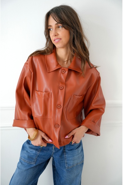 Veste Rouille Simili Johanna LOREN - Élégance et Style