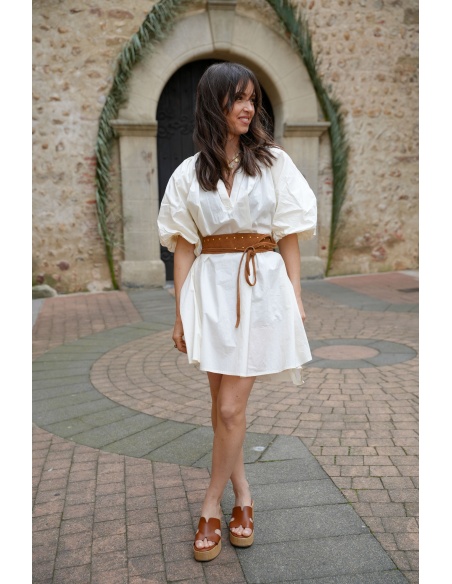 Short Ivory Molly Dress - Elegance and Comfort at Home