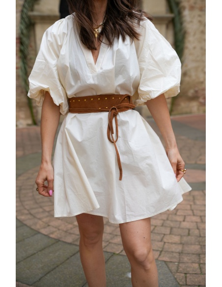 Short Ivory Molly Dress - Elegance and Comfort at Home