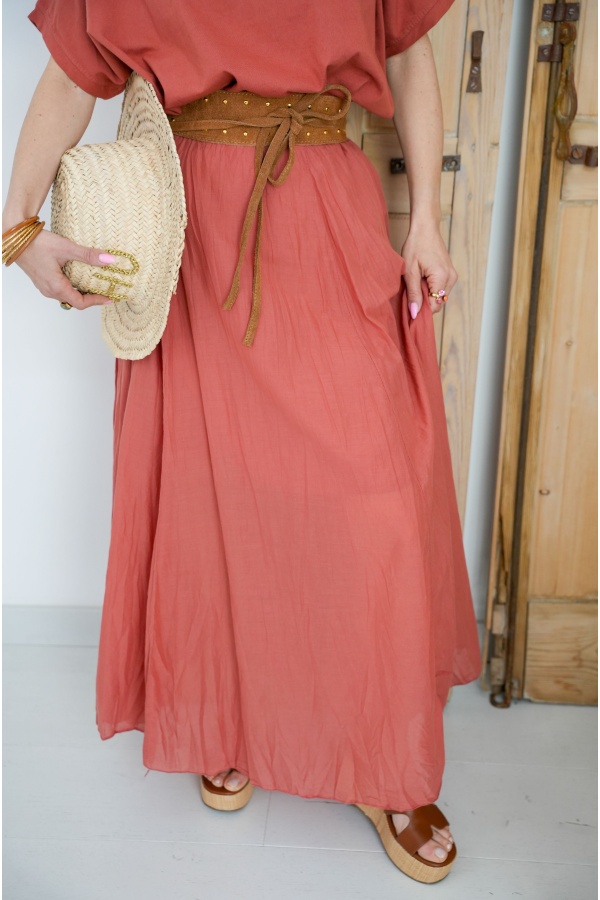 Long Rust Skirt AVA - Elegance and Comfort at Home 2