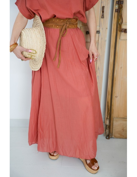 Long Rust Skirt AVA - Elegance and Comfort at Home