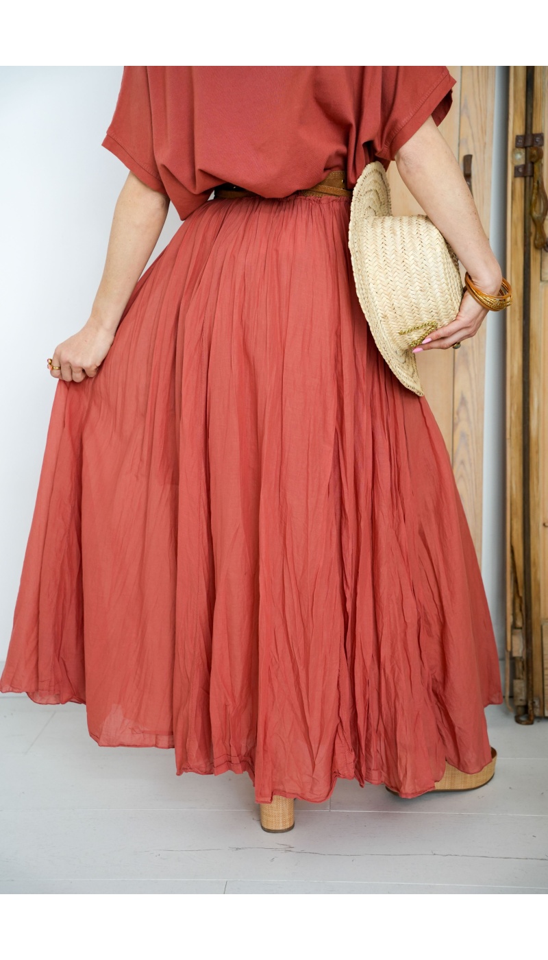Long Rust Skirt AVA - Elegance and Comfort at Home