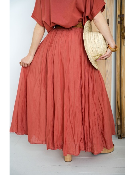 Long Rust Skirt AVA - Elegance and Comfort at Home