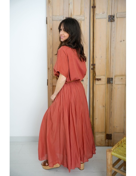 Gonna Lunga Ruggine AVA - Eleganza e Comfort a Casa