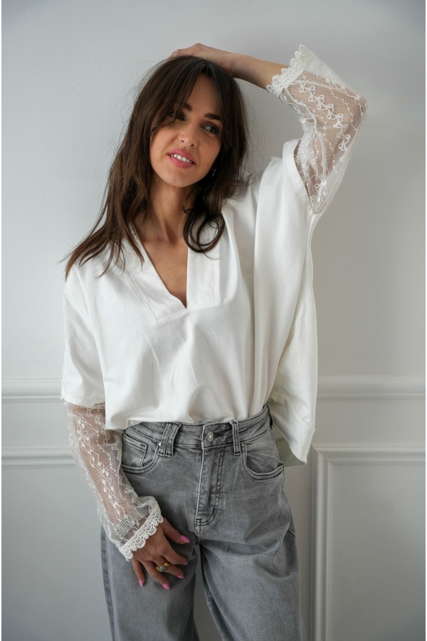 Top in pizzo bianco MELO