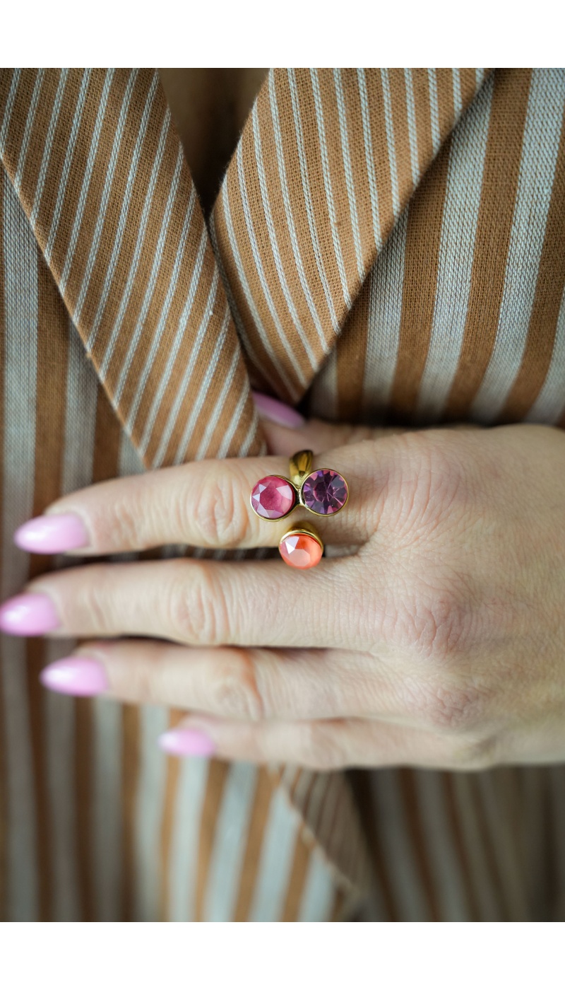 Anillo de diamantes de imitación rosa LIA