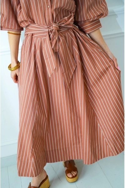 Jupe Rayée Beige DORIA - Élégance et Confort à la Maison