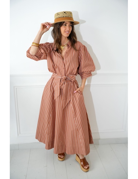 Beige Striped Skirt DORIA - Elegance and Comfort at Home