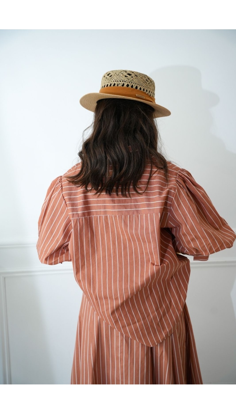 MARINA Beige Striped Blouse - Elegance and Comfort