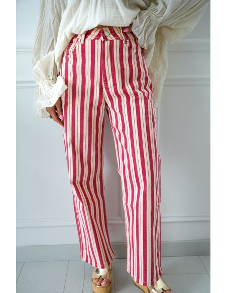 Pantalones ASTRID de rayas rojas - ¡Nueva llegada elegante!